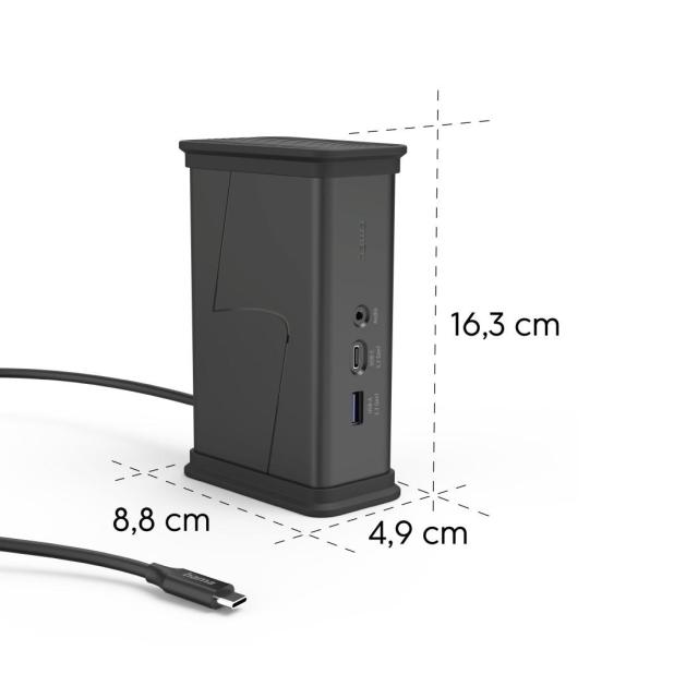 Мултипортов адаптер HAMA USB-C "Connect2Office Black", 9 порта, 2x HDMI™, USB-A, USB-C, LAN