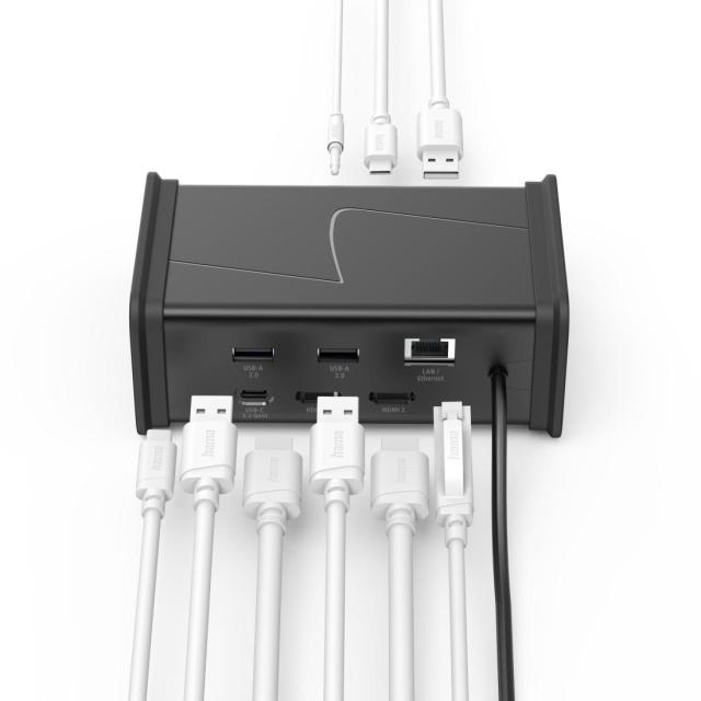 Мултипортов адаптер HAMA USB-C "Connect2Office Black", 9 порта, 2x HDMI™, USB-A, USB-C, LAN
