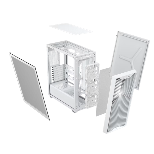 Кутия Corsair 3200D RS, White, Mid-Tower, 1x USB Type-C, 1x USB 2.0, Mini-ITX, MicroATX, ATX