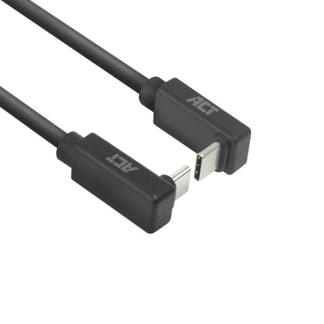 Кабел ACT USB Type-C към USB Type-C-C, 10Gbps 60W, 90° ъглов, 2m