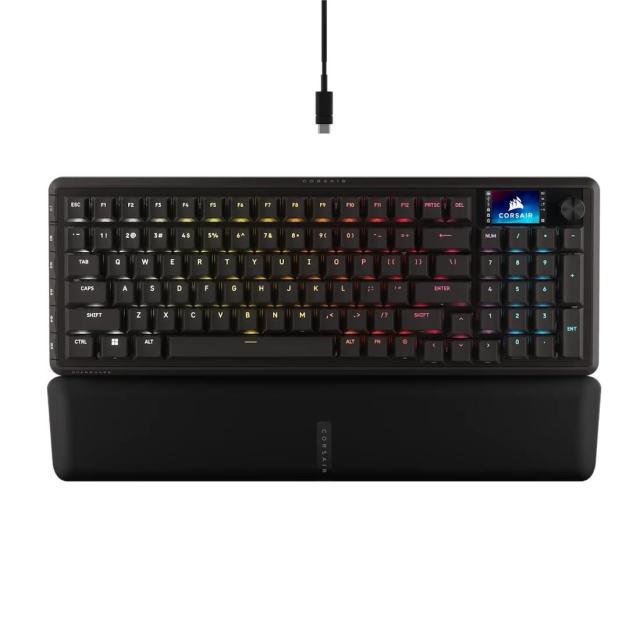 Геймърскa механична клавиатура Corsair Vanguard Pro 96 Hall Effect, Corsair MGX V2 суичове, подсветка, LCD екран, черна, USB