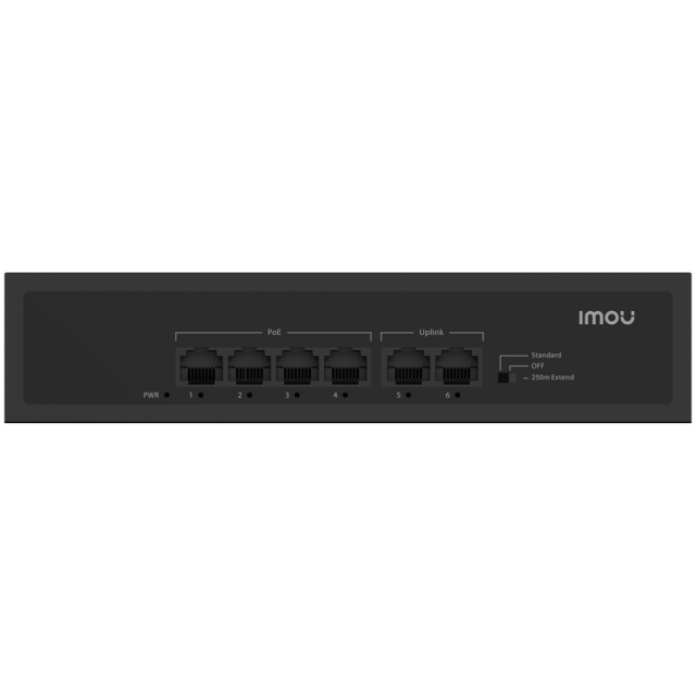Суич IMOU SF106P, 4x PoE 10/100, 2x uplink 10/100