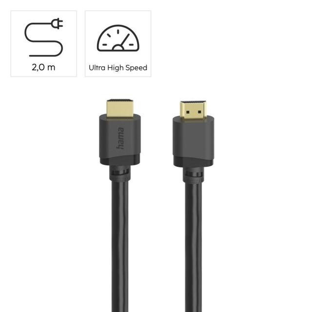 Kабел HAMA HDMI(м) към HDMI(м) Ultra High Speed, сертифициран, 8K, 2.0 м
