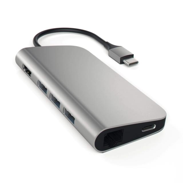 Докинг станция Satechi Aluminium Type-C Multi-Port Adapter (HDMI 4K,3x USB 3.0,MicroSD,Ethernet) - Space Grey