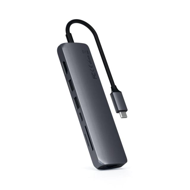 Докинг станция Satechi Aluminium Type-C Slim Multiport (1xHDMI 4K,2x USB-A,1x SD,1x Ethernet) - Space Grey