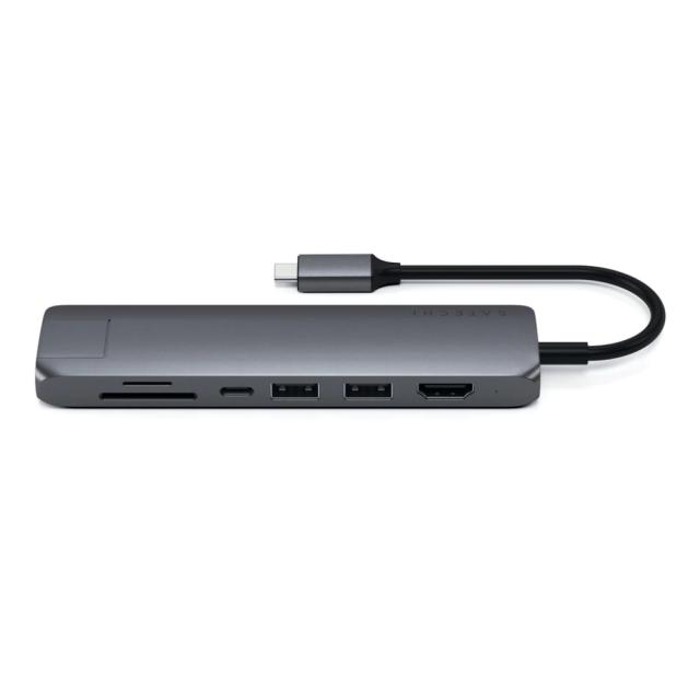 Докинг станция Satechi Aluminium Type-C Slim Multiport (1xHDMI 4K,2x USB-A,1x SD,1x Ethernet) - Space Grey