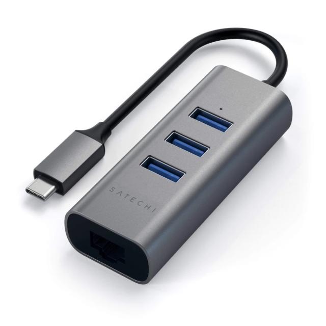 Адаптер Satechi Aluminium TYPE-C Hub (3x USB 3.0,Ethernet) - Space Gray