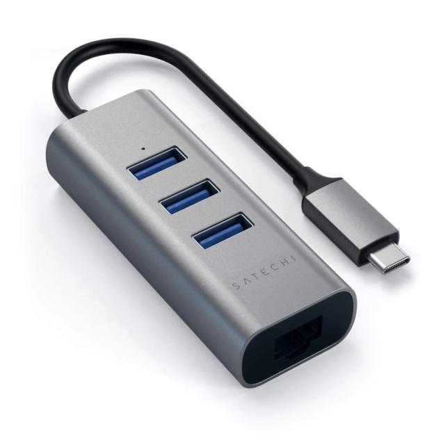 Адаптер Satechi Aluminium TYPE-C Hub (3x USB 3.0,Ethernet) - Space Gray
