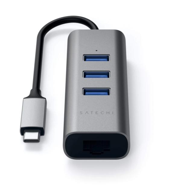 Адаптер Satechi Aluminium TYPE-C Hub (3x USB 3.0,Ethernet) - Space Gray
