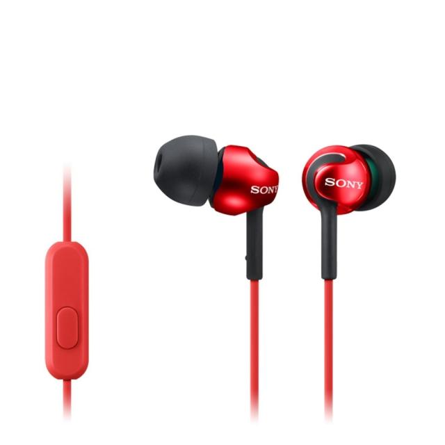 Слушалки Sony Headset MDR-EX15AP, Червени