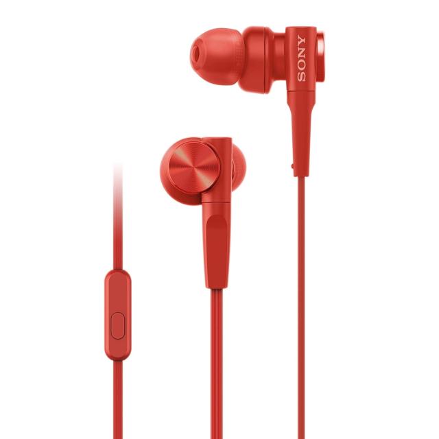 Слушалки Sony Headset MDR-XB55AP, микрофон, тип "тапи", 3.5 mm jack, Червени
