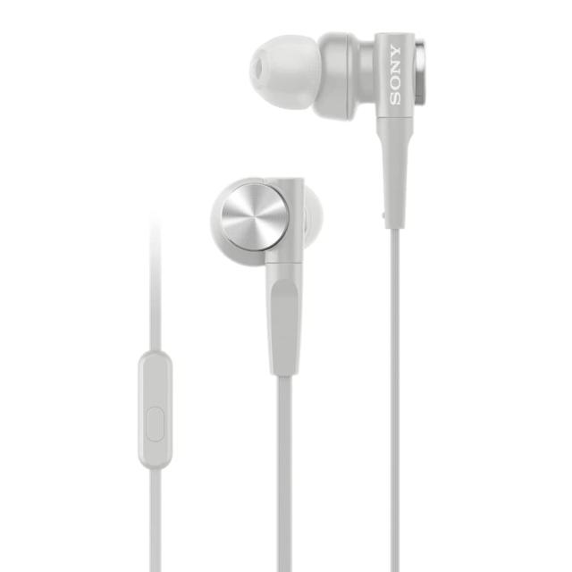Слушалки Sony Headset MDR-XB55AP, микрофон, тип "тапи", 3.5 mm jack, Бели