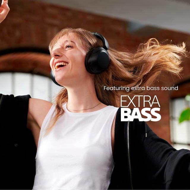 Слушалки Sony WH-XB910N, безжични, Bluetooth, микрофон, шумопотискане, Черни