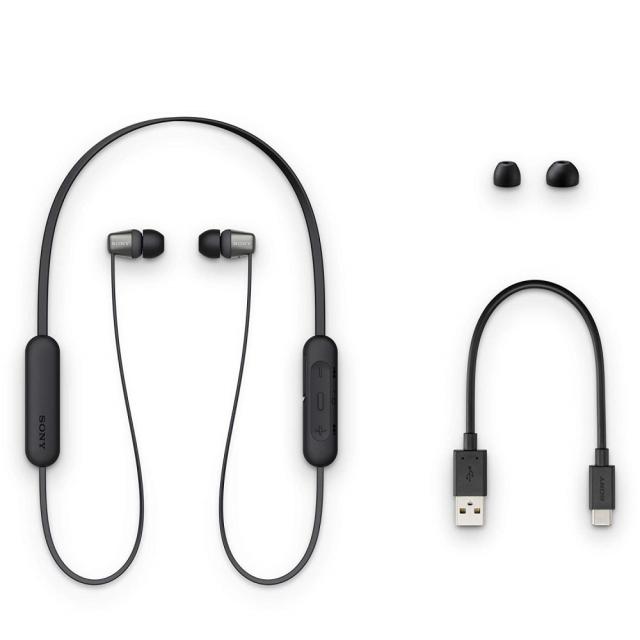 Слушалки Sony WI-C310, безжични, Bluetooth, микрофон, тип "тапи", Черни