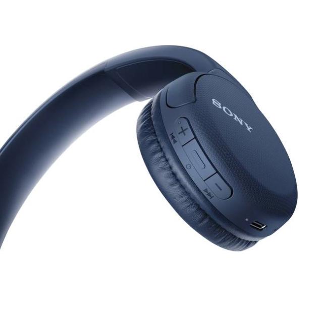 Слушалки Sony WH-CH510, безжични, Bluetooth, USB Тype-C, Син