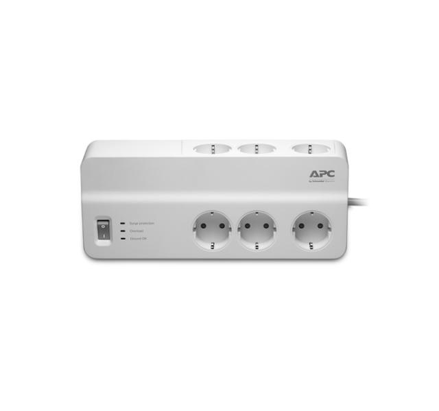 Разклонител APC Essential SurgeArrest 6, 6 гнезда, 230V, Бутон вкл/изкл, 1.8m, Бял