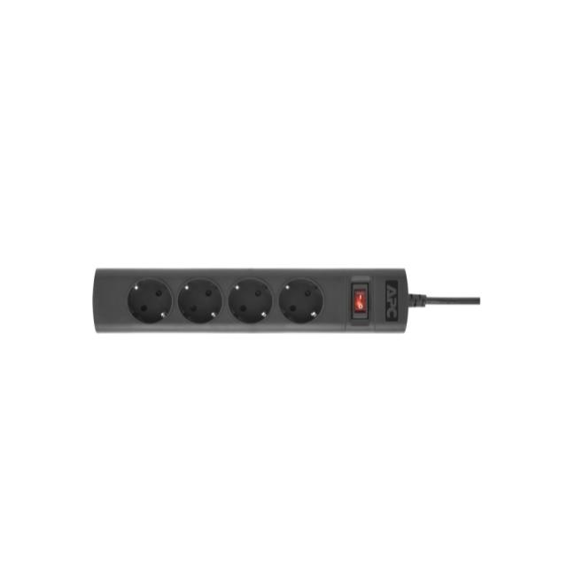 Разклонител APC UPS Power Strip, 4 гнезда CEE 7 Schuko, IEC C14, Бутон вкл/изкл, за UPS, черен