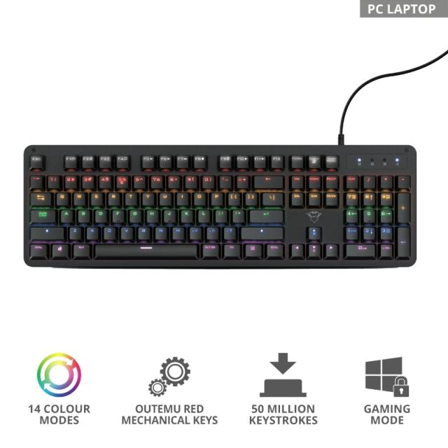 Клавиатура TRUST GXT 863 Mazz Mechanical Illuminated Keyboard US