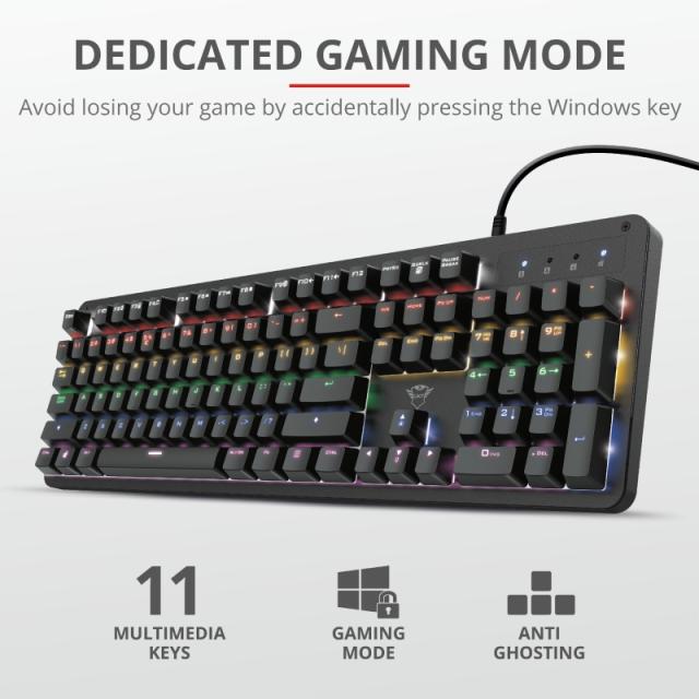 Клавиатура TRUST GXT 863 Mazz Mechanical Illuminated Keyboard US
