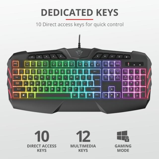 Клавиатура TRUST GXT 881 Odyss Semi-mechanical Keyboard US
