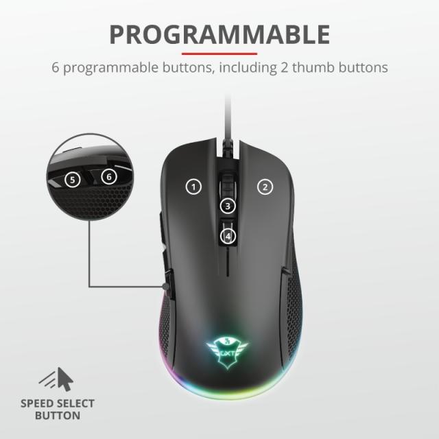 Мишка TRUST GXT 922 Ybar RGB Gaming Mouse