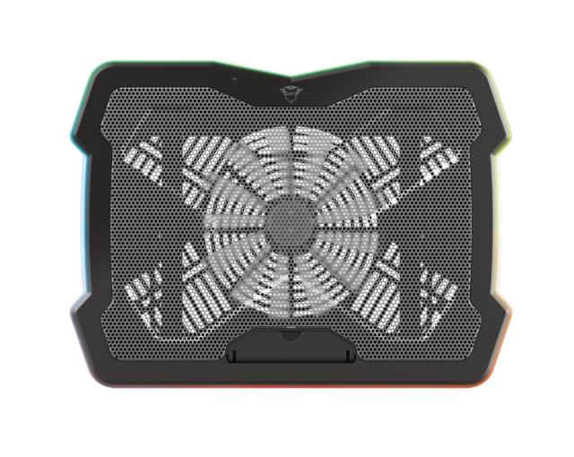Охлаждаща поставка за лаптоп Trust GXT 1126 Aura, за лаптопи до 17", 1x 200mm вентилатор, RGB подсветка, черна
