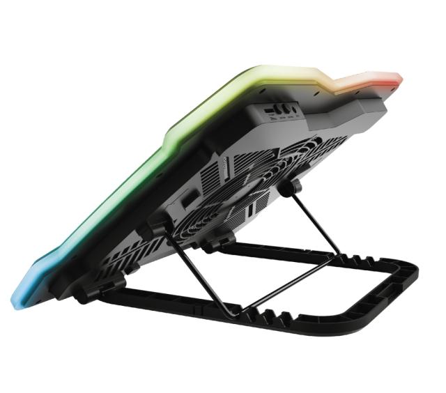Охлаждаща поставка за лаптоп Trust GXT 1126 Aura, за лаптопи до 17", 1x 200mm вентилатор, RGB подсветка, черна