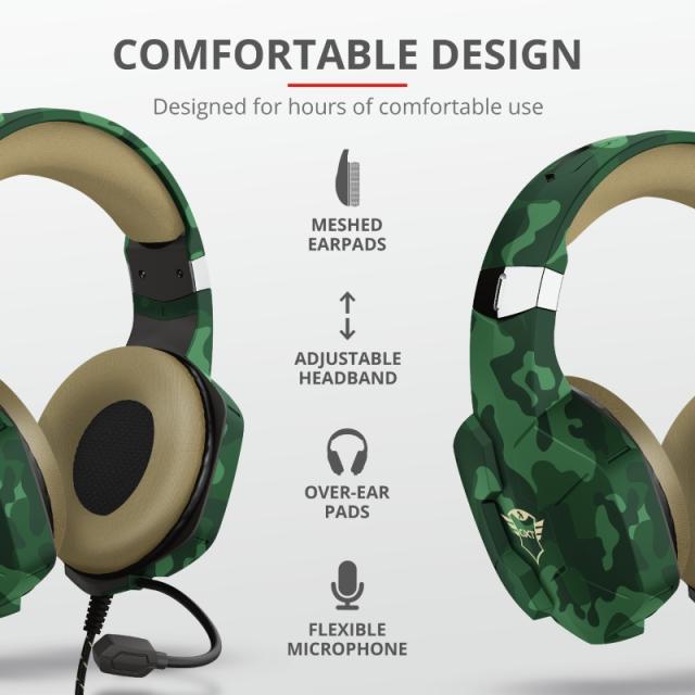Слушалки TRUST GXT 323C Carus Gaming Headset Jungle Camo