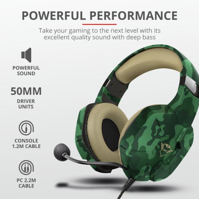 Слушалки TRUST GXT 323C Carus Gaming Headset Jungle Camo