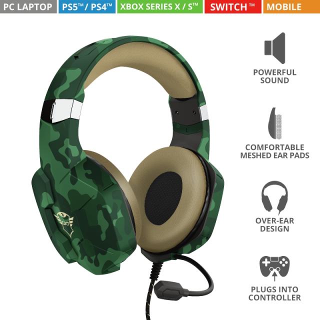 Слушалки TRUST GXT 323C Carus Gaming Headset Jungle Camo
