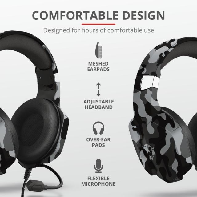 Слушалки TRUST GXT 323K Carus Gaming Headset Black Camo