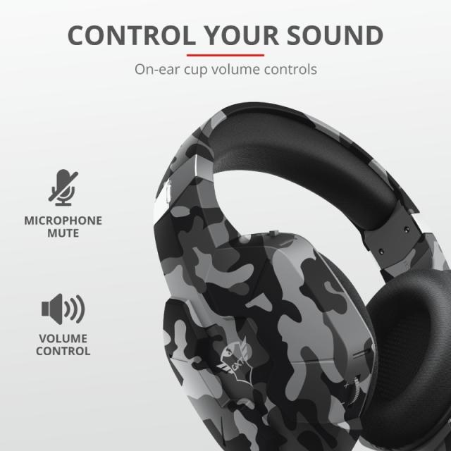 Слушалки TRUST GXT 323K Carus Gaming Headset Black Camo