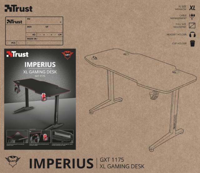 Бюро TRUST GXT 1175 Imperius XL Gaming Desk