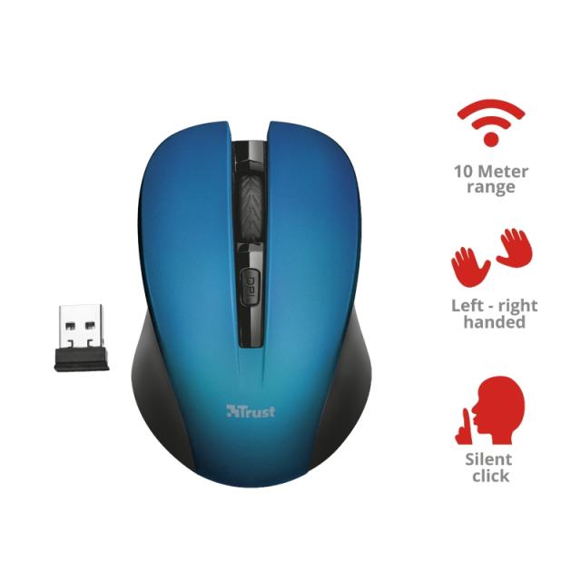 Мишка TRUST Mydo Silent Wireless, син