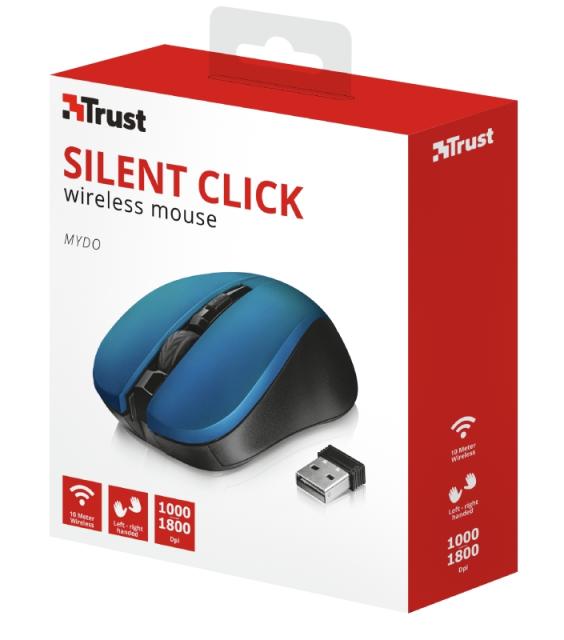 Мишка TRUST Mydo Silent Wireless, син
