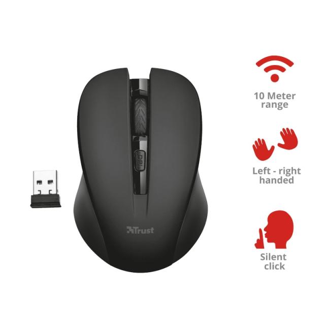 Мишка TRUST Mydo Silent Wireless Mouse BLK