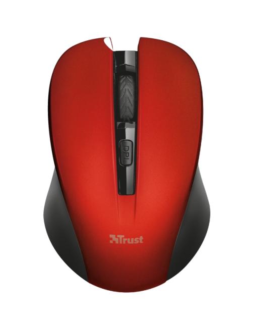 Мишка Trust Mydo Silent, оптична (1800 dpi), Wireless, червена