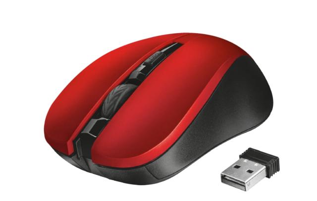Мишка Trust Mydo Silent, оптична (1800 dpi), Wireless, червена