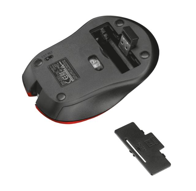 Мишка Trust Mydo Silent, оптична (1800 dpi), Wireless, червена