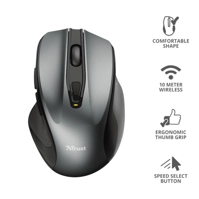 Мишка Trust Nito, оптична (2200 dpi), черно/сива