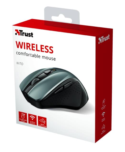 Мишка Trust Nito, оптична (2200 dpi), черно/сива