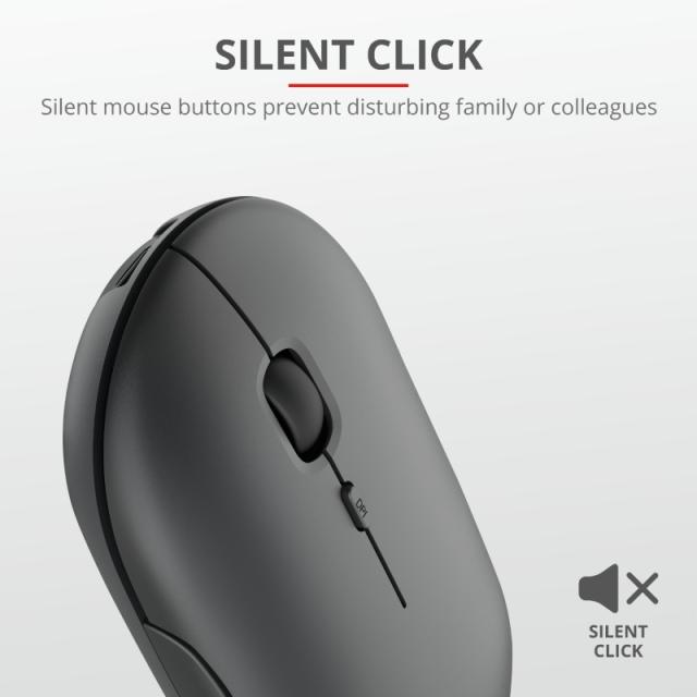 Мишка TRUST Puck Bluetooth/Wireless, Rechargeable, черен