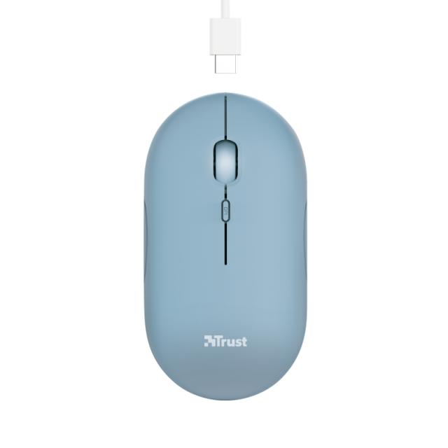 Мишка TRUST Puck Bluetooth/Wireless, Rechargeable, син