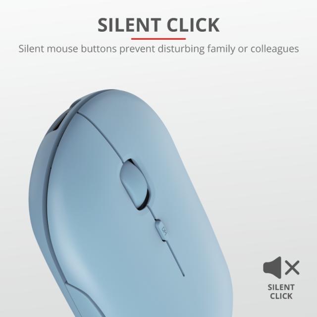 Мишка TRUST Puck Bluetooth/Wireless, Rechargeable, син