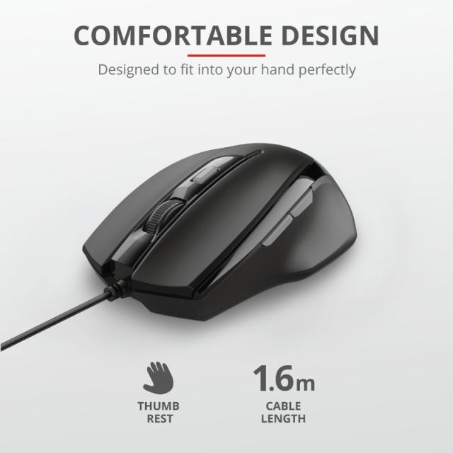 Мишка TRUST Voca Comfort Mouse, черен