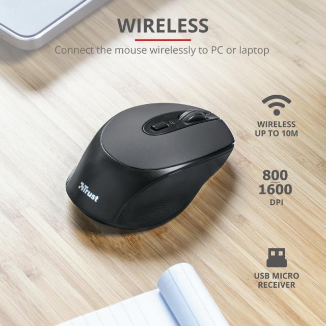 Мишка TRUST Zaya Wireless, черено/сиво