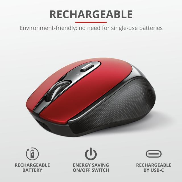 Мишка TRUST Zaya Wireless Rechargeable Mouse Red