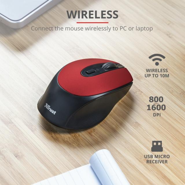 Мишка TRUST Zaya Wireless Rechargeable Mouse Red