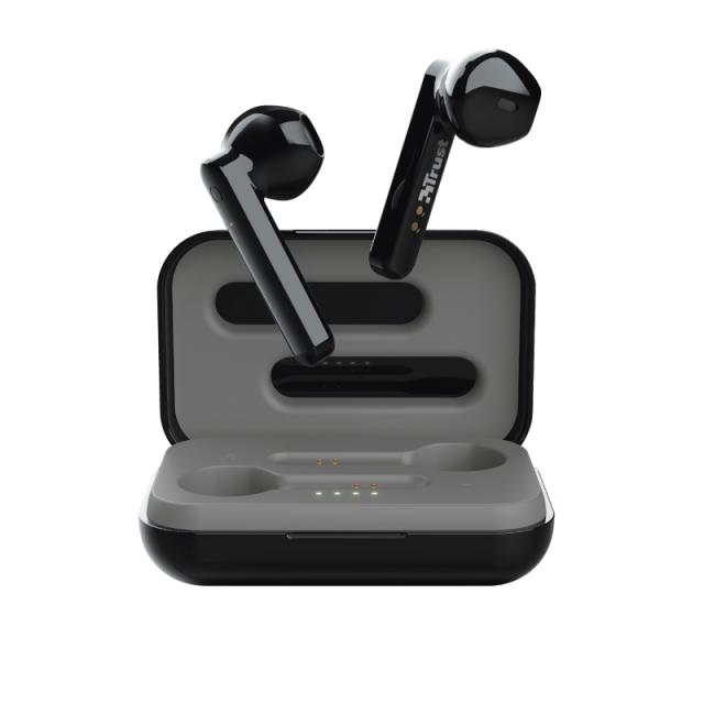 Слушалки Trust Primo Touch Bluetooth, микрофон, с кутия за зареждане, Черен