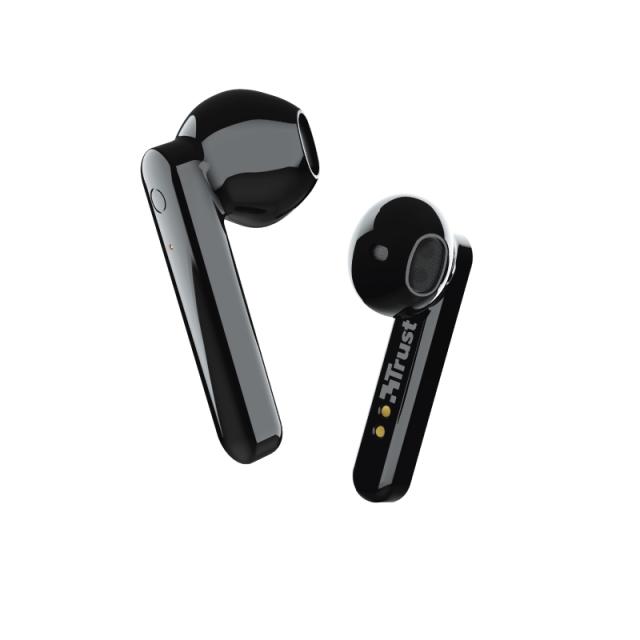 Слушалки Trust Primo Touch Bluetooth, микрофон, с кутия за зареждане, Черен